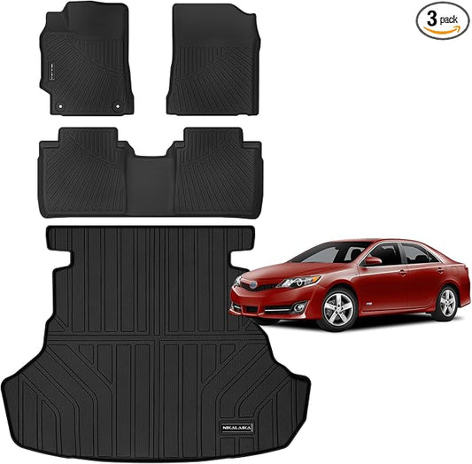 Floor Mat & Cargo Liners for 2012-2017 Toyota Camry All Weather Protection TPE Rubber Full Set Floor Liners & Trunk Mat 2017 Camry Accessories