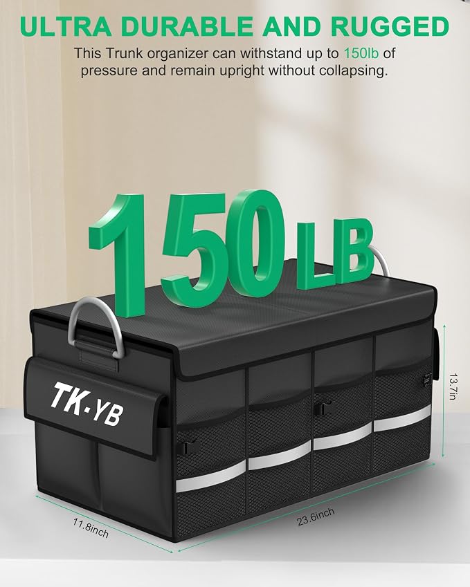 Trunk Organizer for SUV - Car Organizer with Removable Cooler Bag,Collapsible Multi Compartment 1680D Waterproof Sturdy Cargo Storage for Car Accessories Women Men (Extra Large)