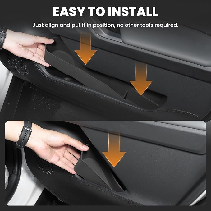 Autorder Door Side Storage Box for 2026 Toyota RAV4 Accessories - 4PCS Waterproof TPE Front & Rear Door Side Pocket Organizer Tray - Black
