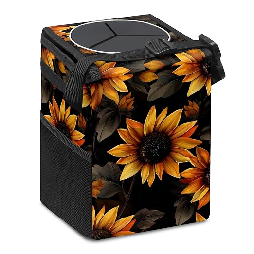 Car Trash Can – Multi-Purpose, Lightweight and Portable with Durable Water-Resistant Coating, No Installation Required, Practical and Ample Capacity, Variety of Colors.Beautiful Sunflower