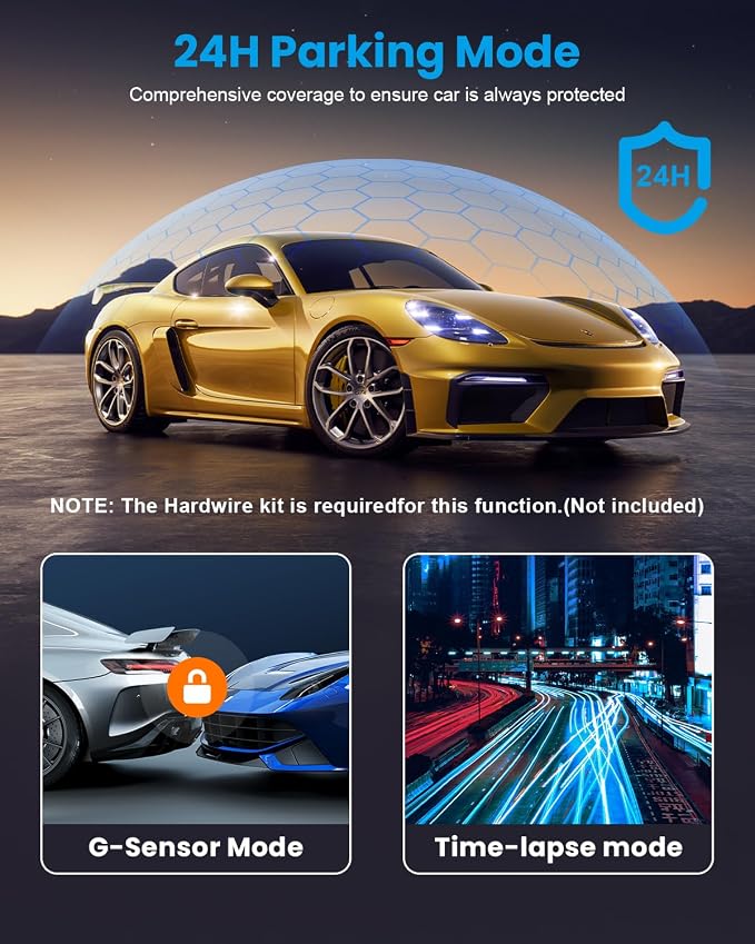 Dash Cam 4K Front, Ultra HD Dash Camera for Cars, 1.47''IPS Screen Mini Car Camera with APP Control, Built-in Wi-Fi & G-Sensor, 24H Parking Mode, Night Vision, WDR, Loop Recording, Support 256GB Max