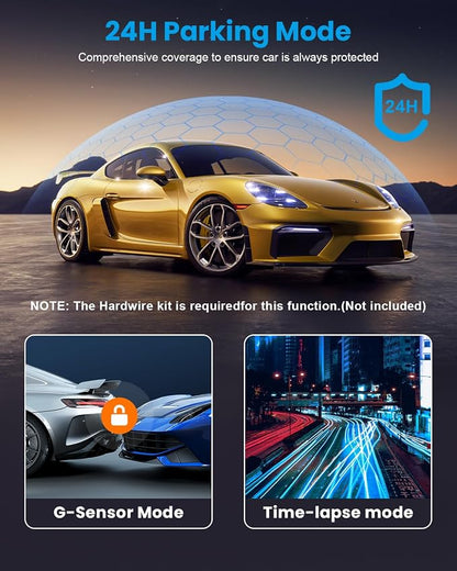 Dash Cam 4K Front, Ultra HD Dash Camera for Cars, 1.47''IPS Screen Mini Car Camera with APP Control, Built-in Wi-Fi & G-Sensor, 24H Parking Mode, Night Vision, WDR, Loop Recording, Support 256GB Max