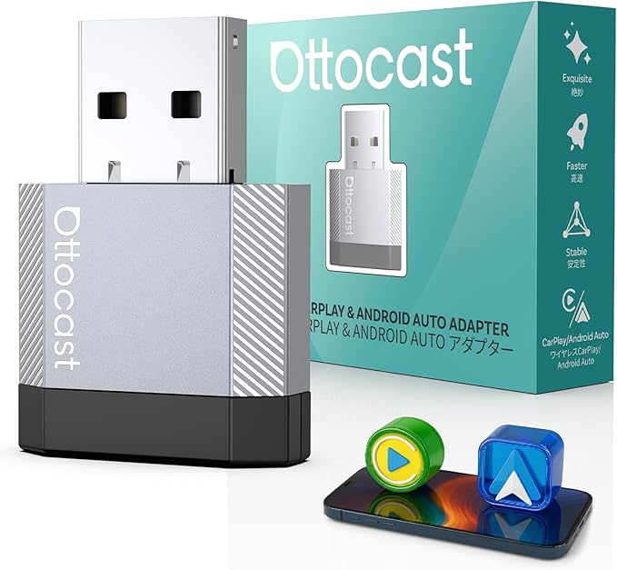 OTTOCAST Mini Nova, 2 in 1 New Gen Wireless Carplay & Android Auto Adapter, Plug & Play, Auto Reconnect USB Dongle, Compatible with OEM Wired Carplay/Android Auto Cars