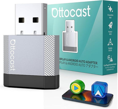 OTTOCAST Mini Nova, 2 in 1 New Gen Wireless Carplay & Android Auto Adapter, Plug & Play, Auto Reconnect USB Dongle, Compatible with OEM Wired Carplay/Android Auto Cars