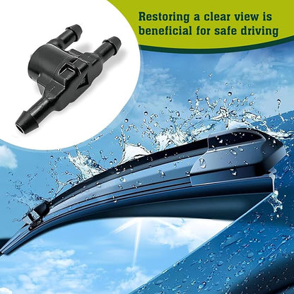 Pack-2 Car Windshield Wiper Washer Check Valve, 3 Port Cleaning Nozzle Hose Connector Replacement #8532128020, Wiper Spray Pipe Cleaning Connector Accessory, Compatible with Lexus (Black)