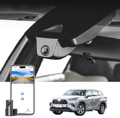 Front 4K & Rear 1080p Dash Cam Custom fit for Toyota Highlander& Hybrid Gen4 UX70 2020 2021 2022 2023 2024 2025 2026 (Model A), XLE XSE Limited Platinum,Integrated OEM Look, App & WiFi,GPS, 128GB Card