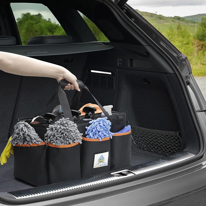 WDG 2PCS Detailing Bag Cleaning Caddy Organizer with Handle & Polisher Tote Large Car Care Storage/Carry Bag for Car Cleaning Supplies & Housekeeper Cleaner-Large
