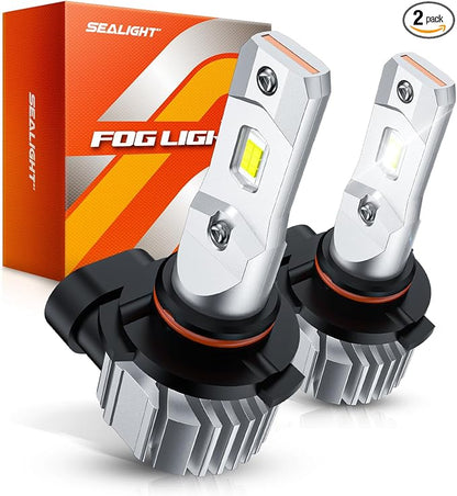 SEALIGHT H10 9145 LED Fog Light Bulbs, 44000LM Super Bright 9145 9140 H10 Fog Lights LED Bulb 6500K White, Plug & Play, Canbus Ready for Cars, Trucks, SUVs, Pack of 2