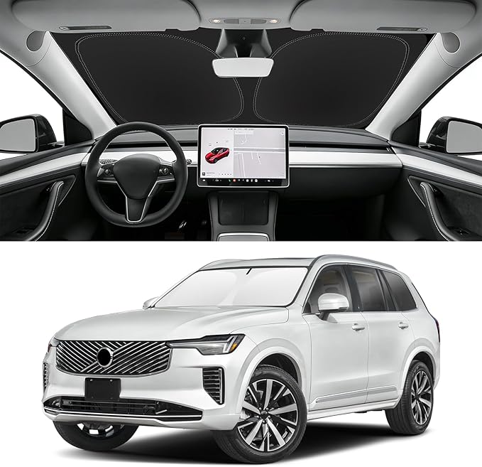 Custom Fit Windshield Sun Shade for Volvo XC90 2016-2026, Blocks UV & Heat, Front Window Sunshade Accessorie, Easy Fold & Store Keep Your Car Cooler