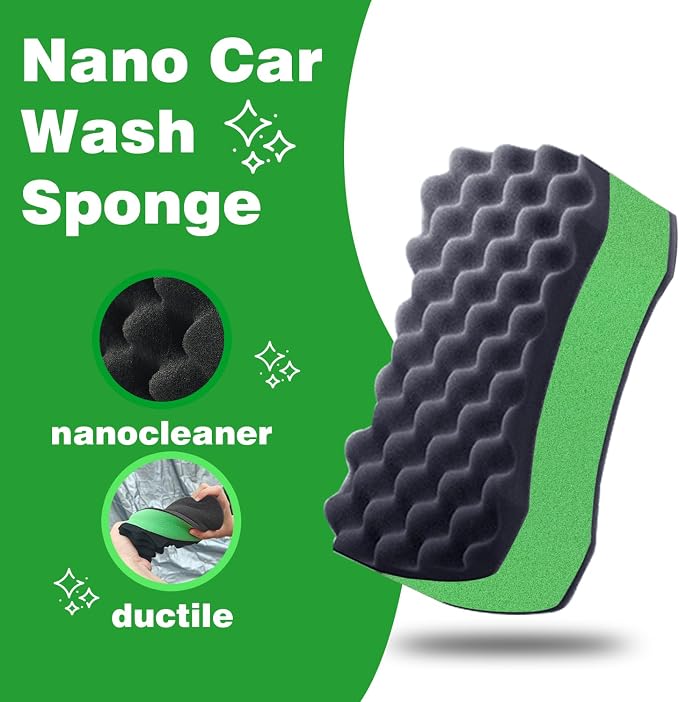 Three Texture Car Wash Sponge - Multi Purpose Bug Remover Scrubbing Side Soft Sea Sponge - Ultra Scrub Car Cleaning Sponges Wash Bucket Accessory - 3Pack