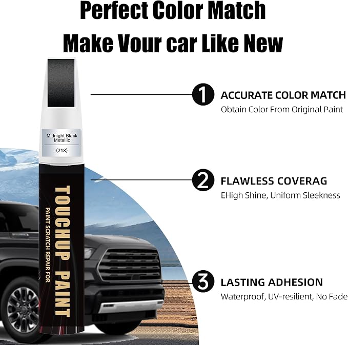 Midnight Black Metallic(218) Car Paint Touch Up Pen Compatible with Toyota,2-In-1 Color Accurate Touch Up Car Scratch Repair Paint Match Toyota Series Automotive Scratch Remover for Nicks&Chips Repair