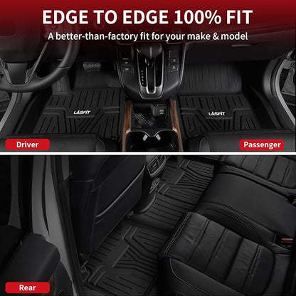 LASFIT Floor Mats for Honda CR-V CRV 2022 2021 2020 2019 2018 2017 (Gasoline & Hybrid), All Weather Custom Fit TPE Floor Liners, 1st & 2nd Row, Black (EX/EX-L/LX/Touring/Sport/Special Edition)