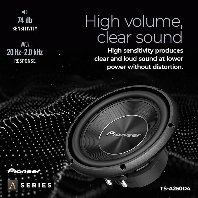 Pioneer A-Series TS-A250D4 10” Subwoofer – 1300W Max, Flexible Wiring, Powerful Bass Output