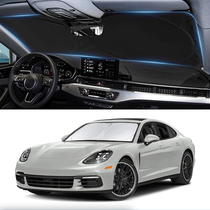 Sunshade for 2017-2023 2024 2025 Porsche Panamera Accessories Front Window Sun Shades Shield Cover for Windshield Foldable 210T Sun Visor