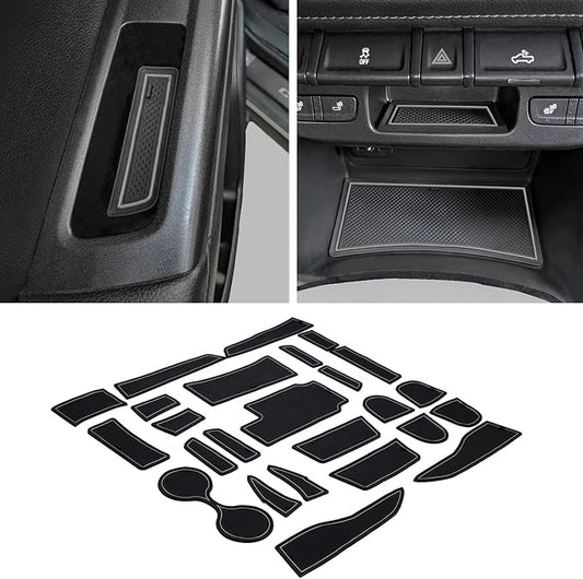 JDMCAR Custom Liner Accessories Compatible with Chevy Colorado/GMC Canyon 2015-2021 2022, Cup Holder, Door Pocket, and Center Console Insert Mat Kit 26-PC Set (Crew Cab, Gray Trim)