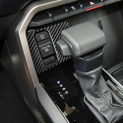 NVCNX Real Premium Carbon Fiber for Toyota Tundra 2022-2026 / Sequoia 2023-2026 2024 2025 Center Console Electronic Handbrake Button Panel Cover Interior Trim Accessories Overlay Sticker Decal 1PC