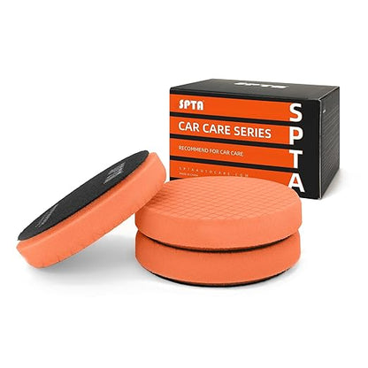 SPTA T40 Orange Medium-Cut Foam Polishing Pads, 3Pcs 5.5 Inch Face for 5 Inch 125mm Backing Plate Compound Buffing Sponge Pads for Car Buffer Polisher Compounding, Polishing and Waxing -FPTSS5O-3