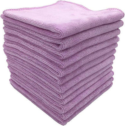 Microfiber Cleaning Cloth Multipurpose Quickly and Easily Clean Windows Mirrors Without Chemicals Wash Clothes for Household Kitchen Boat Car Cleaner Bulk Rags(12"x12") Purple-12 Pack