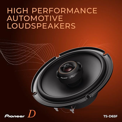 PIONEER D-Series TS-D65F 6.5” 2-Way Speakers (Pair) – 270W Max, Balanced Sound + Smooth Treble, Ideal Factory Upgrade, Add an Amplifier for Even Better Performance