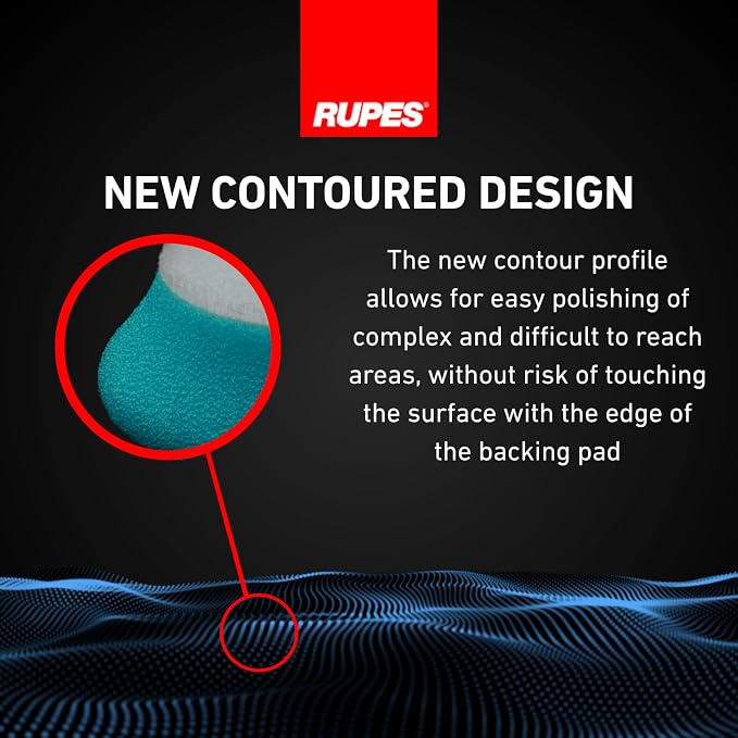 RUPES 180mm Pack of 6 Light Blue D-A Intermediate Foam Polishing Pads Ideal for Moderate to Fine Paint Correction & Gloss Enhancement | Compatible with 6" Backing Plate