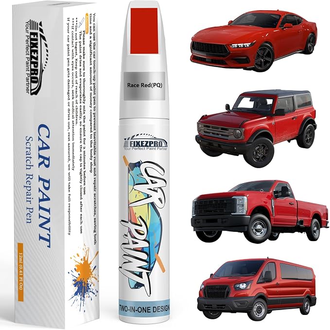 Race Red(PQ) Touch Up Paint for Ford, Car Paint Scratch Repair Remover Pen Color Exact Match, Quick and Easy Fix Automotive Chips and Nicks Scuff