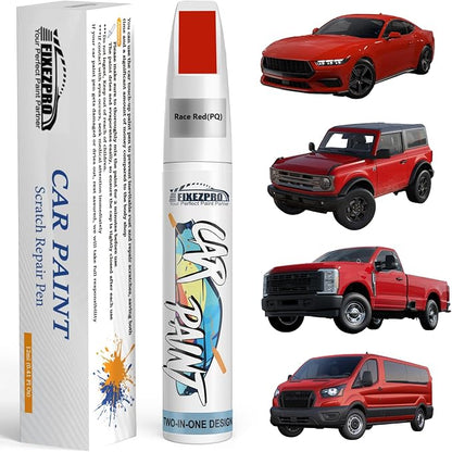 Race Red(PQ) Touch Up Paint for Ford, Car Paint Scratch Repair Remover Pen Color Exact Match, Quick and Easy Fix Automotive Chips and Nicks Scuff