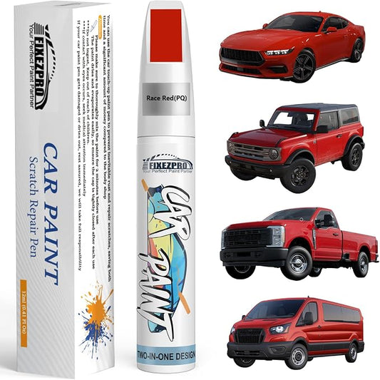 Race Red(PQ) Touch Up Paint for Ford, Car Paint Scratch Repair Remover Pen Color Exact Match, Quick and Easy Fix Automotive Chips and Nicks Scuff