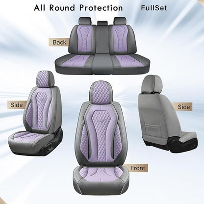 Coverado Automotive Seat Covers, Car Seat Covers Full Set, Purple Car Seat Cover, Car Seat Covers Front Seats Back Seat Cover, Waterproof Car Seat Cushion,Leather Seat Protector Fit for Most Cars