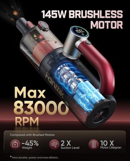 Fanttik Cruise V11 APEX Handheld Vacuum Cordless, 4-in-1 Vacuum Cleaner for Pet, AxLoop 180° Rotatable Handle, LED Touch Screen, 3 Suction Modes for Home Corners, Couches, Crevices