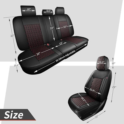 Front Car Seat Cover Set of 1,Universal Precision Fit Contoured Heavy-Duty Nappa Leather Automotive Waterproof Car Seat Protector Cushion,Seat Covers for SUV Trucks,Style1 Black Red Line
