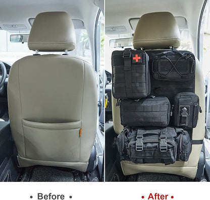 BXBXHD 6 Pack Tactical Truck Organizer Back Seat Storage Car Seat Storage Bag Molle Panels for vehicles, Car and SUV with Lots of Handy Compartments (Black)