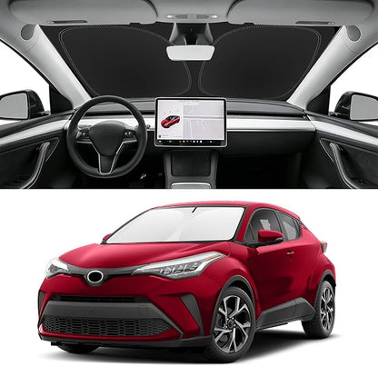Custom Fit Windshield Sun Shade for Toyota CHR 2018-2022, Blocks UV & Heat, Front Window Sunshade Accessories, Easy Fold & Store Keep Your Car Cooler