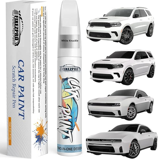White Knuckle(PW7/GW7) Touch Up Paint for Dodge, Exact Color Match Car Paint Scratch Repair Remover Pen Kit Fix Vehicle Chips and Automotive Nicks Scuff