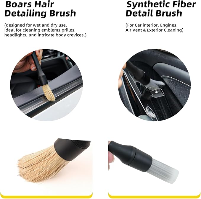 Professional Car Interior Detailing Kit - Scratch-Free Brushes, Vent Cleaner & Gel for Deep Clean | 10-Piece Set to Clean Leather Dashboard AC Vents (SUV Truck Car)