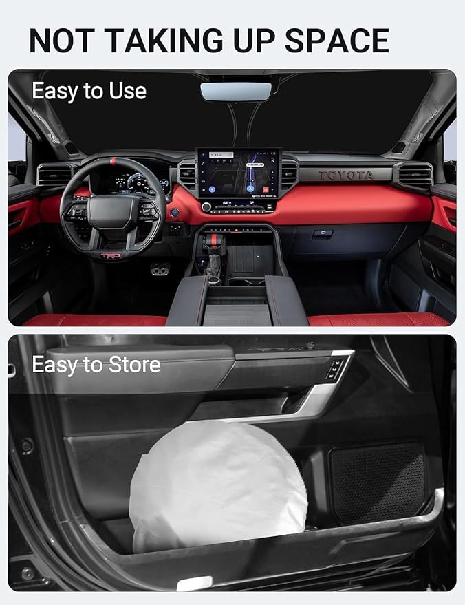 Proadsy 2026 Upgrade Front Windshield Sun Shade Foldable Sunshade Protector Custom Fit Tundra 2007-2021 Limited Sr5 Platinum Accessories
