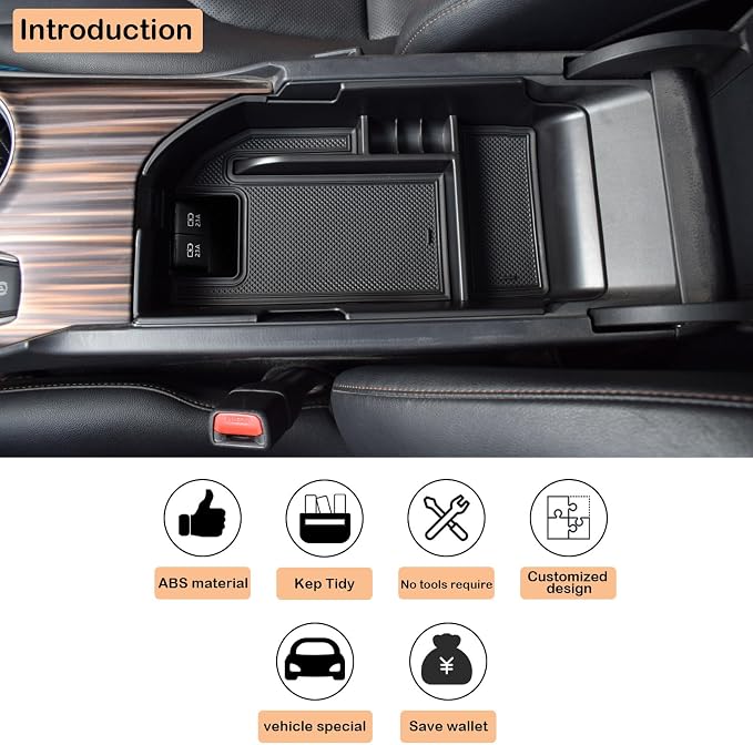 TACORBO Center Console Organizer Compatible with Camry XLE XSE 2018-2022 2023 2024 and Camry LE SE 2020 2021 2022 2023 2024 Insert Tray Accessories, Armrest Secondary Storage Box, Black Trim