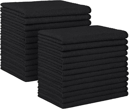 HOMEXCEL Black Microfiber Cleaning Cloth, 24 Pack Absorbent Cleaning Rags, Lint-Free, Streak-Free Cleaning Towels for Car Kitchen House, 12"X11"