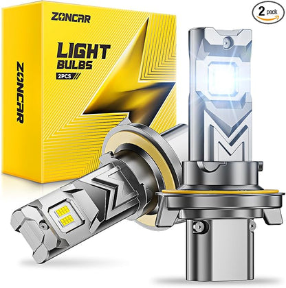F-150 F-250 Ram1500 High & Low Beam Bulbs, H13 LED Bulbs 60000LM 6500K Cool White, IP68 Real 1:1 Size Plug N Play, Canbus Ready Anti Hyper Flashing, Pack of 2