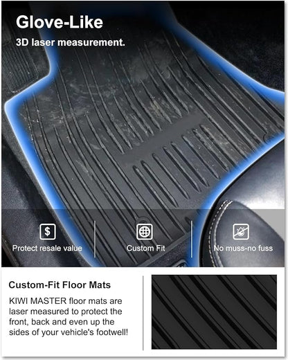 KIWI MASTER Floor Mats for 2011-2023 Dodge Challenger RWD, OEM Replacement 82212545, Custom Fit All Weather Car Mats, Heavy Duty TPE Floor Liners, Front & Rear 2 Row, Black