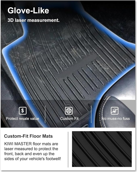KIWI MASTER Floor Mats for 2011-2023 Dodge Challenger RWD, OEM Replacement 82212545, Custom Fit All Weather Car Mats, Heavy Duty TPE Floor Liners, Front & Rear 2 Row, Black