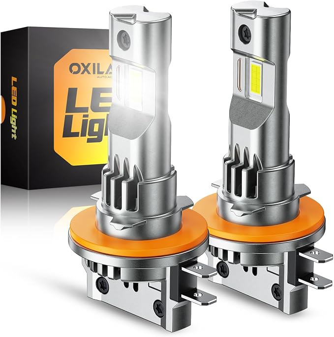 OXILAM H11B LED Light Bulbs, 1000% Ultra-Bright, 1:1 Halogen Size H8B/H9B Fog Lights, 5 Min Quick Install, 6000H Lifespan, No Flicker, 99% Compatibility, Pack of 2