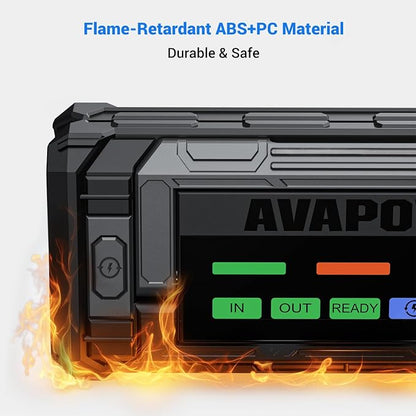 AVAPOW 8000A Battery Jumper Starter Portable with 4″ HD Display PD 30W Dual-Way Fast Charging, 12V Car Starter Jump Box & Battery Booster for All Gas & Up to All Diesel Engines