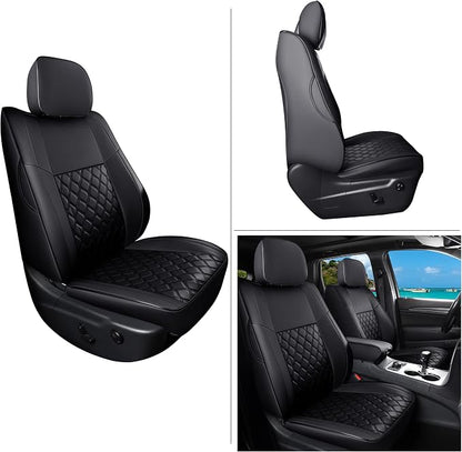 Huidasource Upgrade Grand Cherokee Seat Covers, Full Coverage Waterproof Leather Car Seat Covers, Custom Seat Cushion Protector Fit for Jeep Grand Cherokee 2011-2021 (Full Set/Black)