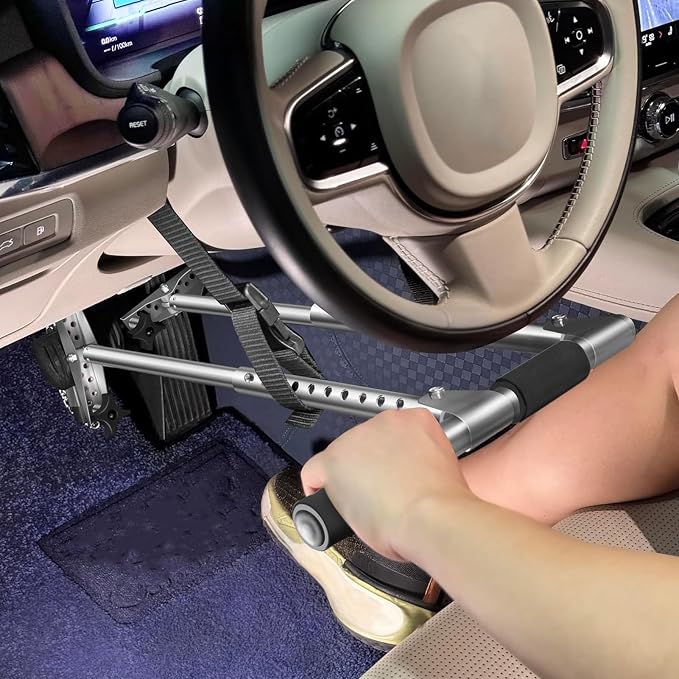 Hand Control for Disabled Drivers, Portable Vehicle Driving Assistance, Adjustable Aluminium Steering and Braking System with Anti-Slip Base, Storage Bag Included