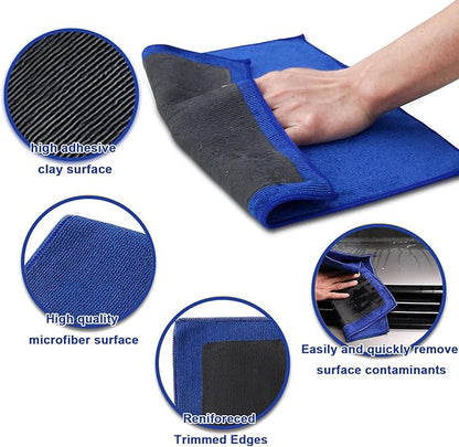 Clay Towel Auto Detailing 3 Pack - Fine Grade Microfiber Car Chamois Towel - DIY Detail Clay Bar Alternative(Blue)