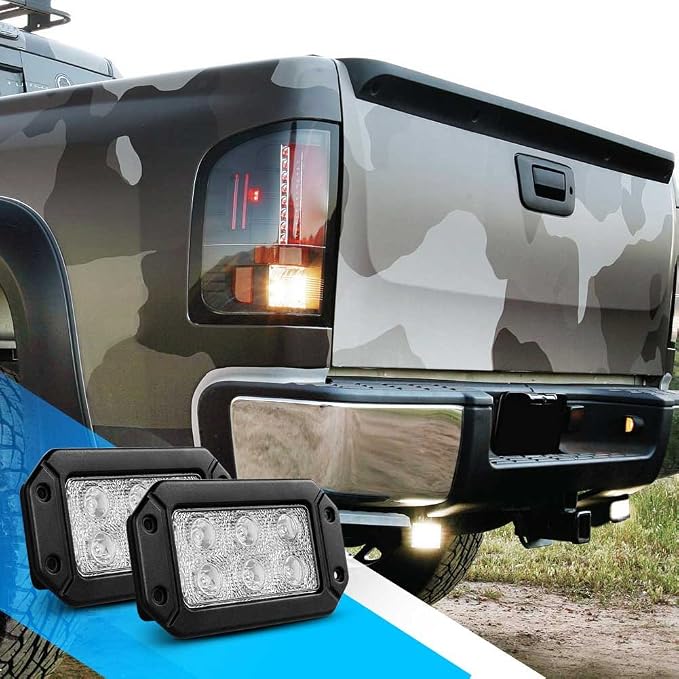 Nilight 15029S-B 2PCS 18w Flush Mount Lights Spot Work Driving Bar Off Road Led Jeep Truck Tacoma Bumper ATV UTV,2 Years Warranty