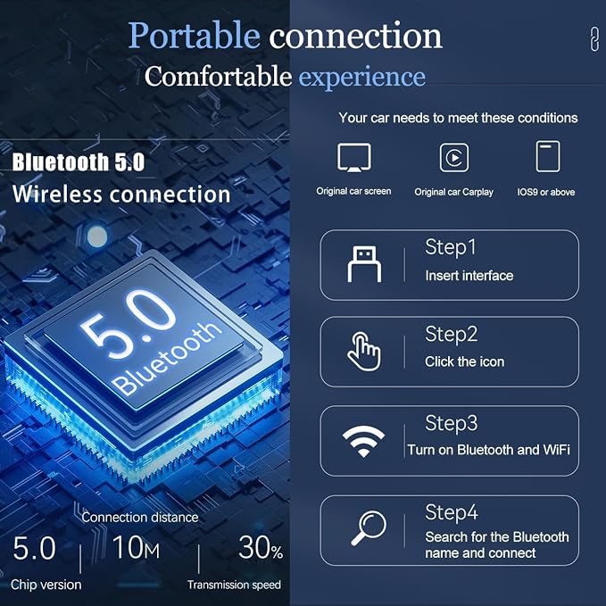 Wireless CarPlay Adapter 2-in-1 for Polaris Slingshot 2021 2022 2023 2024 2025 2026, USB Design Plug and Play Bluetooth Fast Connection Car Accessories,A-Black