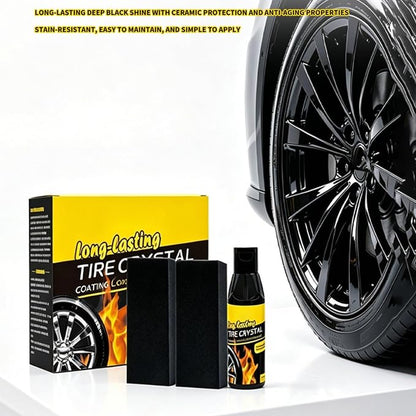 Tire Coating Liquid, Wheel Shining Formula, 100ml Bottle with Soft Sponge, Premium Protective Gloss, Restorative Solution with Blackening Effect, Vehicle Maintenance for New Look