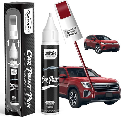 Aurora Red Metallic(L0G3/6L) for Volkswagen Touch Up Paint Pen, 2 in 1 Car Scratch Remover with Pen Tip and Brush, Precise Color Match for Car Paint Scratch Repair, Quickly and Easily Fix Chips and Nicks