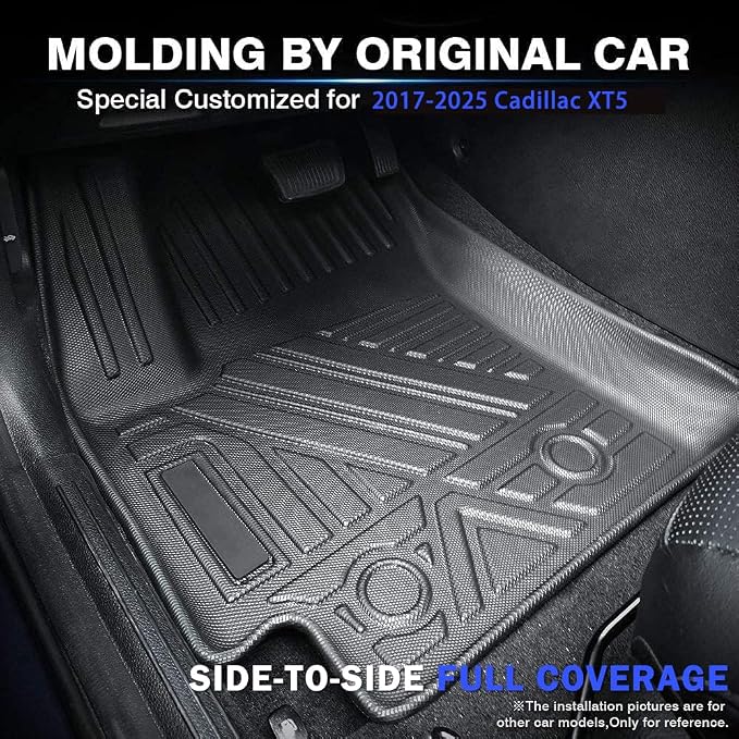 KUST Floor Mats for Cadillac XT5 2017-2025, All Weather TPE Rubber Floor Liners for XT5 Accessories Front Rear 2 Row High Side